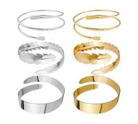 ZGDEIWGF 6 pezzi di bracciali geometrici in metallo, vari stili di bracciali, set di bracciali personalizzati, bracciali regolabili, bracciali a fascia, decorazioni semplici per braccia