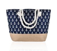 ZGDEIWGF Borsa da Spiaggia con Stampa di Ancora, Tela, Borsa a Tracolla Donna, Borsa per Ascelle, Borsa di Grande Capacità, Borsa da Spiaggia per Famiglia, Fitness