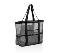 ZGDEIWGF Borsa Da Spiaggia Impermeabile, Multitasca, Pieghevole, In Rete, Nero, 42cm x 20cm x 39cm