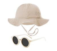 ZGDEIWGF Cappello Estivo per Bambini 1 Pezzo, Occhiali da Sole 1 Pezzo, Cappello A Secchiello Estivo, Cappello Regolabile, Cappello da Sole per Esterno