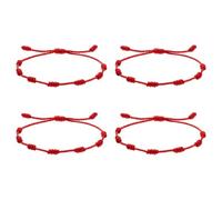 ZGDEIWGF Confezione da 4 Braccialetti A Sette Nodi, Braccialetti Rossi Intrecciati, Braccialetti Dell'Amicizia, Braccialetti Portafortuna, Braccialetti Semplici Personalizzati