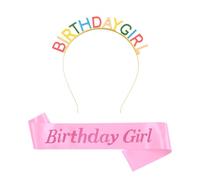 ZGDEIWGF Fascia per compleanno da 1 pezzo, 1 tracolla rosa, copricapo di buon compleanno, copricapo di compleanno per ragazze, fascia per capelli per ragazze, accessori per compleanno