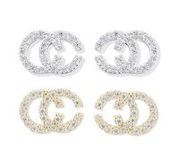 ZGDEIWGF Orecchini con Lettera Creativi Doppia C - Cristallo Lucido Personalizzati, Moda da Donna, Gioielli Carini per Ragazze