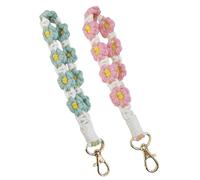 ZGDEIWGF Portachiavi a fiori in 2 pezzi, portachiavi da polso, portachiavi intrecciati a margherita, ciondoli chiave, cordini in pizzo