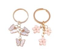 ZGDEIWGF Portachiavi da 2 pezzi, portachiavi a farfalla con fiori di ciliegio, portachiavi da donna, portachiavi con ciondoli creativi, graziosi ciondoli decorativi