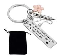 ZGDEIWGF Portachiavi Stetoscopio Con Borsa di Flanella - Regalo Per Infermiere, Compleanno da Ragazza - Argento, Taglia Unica