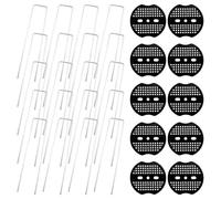ZGDEIWGF Set 20 Chiodi a Forma di U e 10 Distanziatori in Metallo Zincati, Chiodi di Ancoraggio a Terra Rinforzati per Membrana da Giardino
