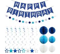 ZGDEIWGF Set da 16 Pezzi di Decorazioni Blu, composizioni per sfondi per Feste, striscioni per Feste, Decorazioni per Feste, Decorazioni per Feste per Ragazzi