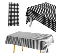 ZGDEIWGF Tovaglie in plastica 3 pezzi, tovaglie impermeabili e resistenti all'olio, tovaglie rettangolari a quadretti, tovaglie bianche e nere, decorazione della tavola