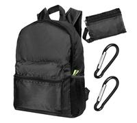 ZGDEIWGF Zaino Pieghevole Nero Con 2 Moschettoni, Leggero Da Trekking, Borsa Multitasche Per Abbigliamento Fitness, Viaggio, Alpinismo Outdoor e Ciclismo