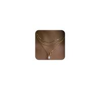 ZGDYi Collana Oro Donna a Strati 3 Pezzi - Collane Girocollo Placcate Oro 14K, Collana Catena Figaro Regolabile, Catena a spina di pesce, Collana con Pendente di Perla - Gioielli Moda Donna Eleganti