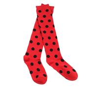 Zgehnao Calze lunghe a tubo, per bambine, con coccinelle a pois, per danza e cosplay, accessori per feste, età 7-12 anni, Rosso, 10-15 Short