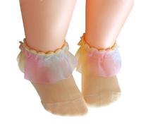 Zgehnao Calzini alla caviglia, con bordo in pizzo, calzini caldi per neonati da 0 a 8 anni, unisex, antiscivolo, calzini alla caviglia in cotone per neonati