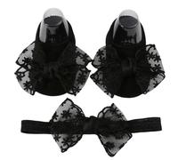 Zgehnao Calzini per bambine, calzini con fascia per capelli, morbidi e confortevoli, con copricapo, calzini antiscivolo per ragazze