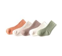 Zgehnao Calzini per bambini, 5 paia/calzini per bambini in cotone tinta unita primavera autunno calzini lavorati a maglia per neonati calzini per bambini, B, XL da 5 a 8 anni, 10-15 Short