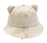 Zgehnao Cappello, cappello alla pescatora con orecchie di gatto, tinta unita, comodo cappello da pescatore per adulti e bambini, per vacanze primaverili, a prova di sole, Beige, Aldult, 5-8