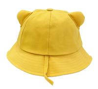 Zgehnao Cappello, cappello alla pescatora con orecchie di gatto, tinta unita, comodo cappello da pescatore per adulti e bambini, per vacanze primaverili, a prova di sole, Giallo, bambino, 5-8