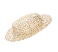 Zgehnao Cappello da festa, cappello in paglia intrecciata da donna, traspirante, vittoriano, cappello di paglia francese, cappello piatto per spiaggia, vacanze, Paglia di grano originale, 5-8