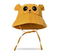 Zgehnao Cappello da pescatore per bambini, cappello da pescatore per bambini, in cotone, per asilo nido, Giallo terra, 5-8