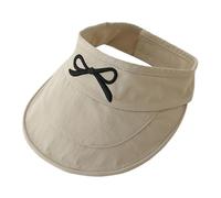 Zgehnao Cappello per bambini, a tesa larga, vuoto, ad asciugatura rapida, cappello da sole regolabile con fiocco ricamato decorativo, Beige, 5-6