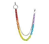 Zgehnao Catena per pantaloni, in acrilico, color arcobaleno, nero, stile Jean, Rock, punk, portachiavi, cintura, jeans, catena per uomo, per chiavi e portafogli in metallo, Length: 58cm, lega acrilica