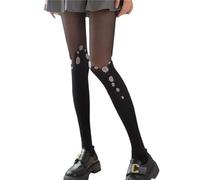 Zgehnao Collant Collant, Collant da donna, Fiore Patchwork Highs Vita Collant Collant Sheer Collant Calze Calze Calze, Nero , 10-15 Short