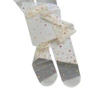 Zgehnao Collant da donna, collant da donna con motivo a pois colorati a pois in seta pura collant estetici vintage vedere attraverso collant leggings, bianco, 10-15 Short