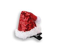Zgehnao Fermaglio per capelli a forma di cappello di Babbo Natale, con paillettes, per feste