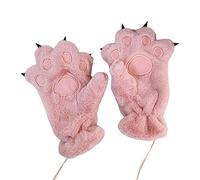 Zgehnao Guanti invernali con zampa di orso, guanti invernali in peluche, guanti per costume di Halloween e cosplay, rosa, 22*11CM