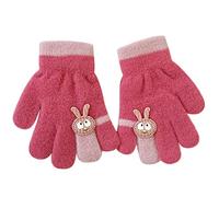 Zgehnao Guanti per bambini, caldi guanti spessi con motivo cartoni animati, guanti foderati invernali per bambini, Rosso rosato, Length about 15cm, palm width about 7cm