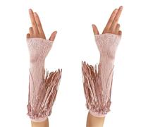 Zgehnao Guanto, paillettes frange pizzo floreale guanto banchetti vestito guanto tinta unita Operas Party guanto elastico sera partito guanto adulto