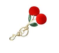 Zgehnao - Portachiavi a forma di ciliegia con doppia lama floccata, accessorio per portamonete e borse, tono oro, taglia piccola, rosso, 14 cm