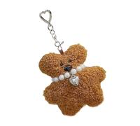 Zgehnao Portachiavi a forma di orso di peluche con perle, collana da donna, ciondolo per cellulare, morbido cotone PP, ciondolo a forma di animale farcito per telefoni e borse, Colore, 10cm