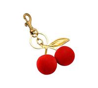Zgehnao Portachiavi con ciliegie, alla moda, con motivo di ciliegie, accessorio per borse e borse, color oro, di piccole dimensioni