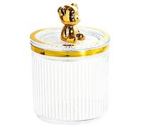 Zgehnao Scatola di immagazzinaggio acrilica Bear Cotton Pad Holder Bagno Trucco Per Tamponi di cotone Stuzzicadenti Contenitore