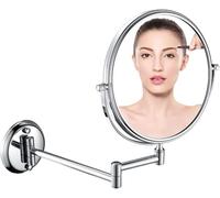 Zgfogc 8 IH Specchio da Trucco A Parete, Specchi da Barba da Parete, Ingrandimento 7X Rotazione A 360 Gradi Specchi per Il Trucco Bifacciali per Bagni, Silver White, 6 inch 3X