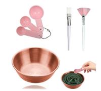 ZGGAZCA Set di 4 ciotole per mescolare maschere facciali e kit di strumenti per mascherare con maschera per il viso in oro rosa, ciotola di miscelazione per il viso, frusta e cucchiai dosatori