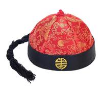 Zghhc Cappello Orientale Cinese con Coda di Cavallo Copricapo Mandarino Puntelli per Prestazioni Cappello Antico Imperatore Reale Cinese Gioco di Ruolo Cappello Decorativo per Cosplay