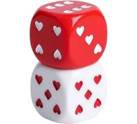 Zghhc Dadi a Forma di Cuore, 2 Pezzi di Dadi a 6 Facce con Motivo a Cuore Rosso E Bianco per Giochi Tavolo per Feste a Tema
