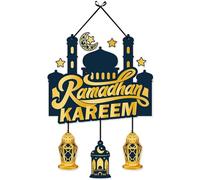 Zghhc Eid Mubarak Porta Appendere Ramadan Mubarak Decorazioni Appendere Cartello in Legno Eid per Decorazione Domestica Islamica