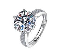 ZGHQHCDRH Anello con Diamante, Anelli di Fidanzamento Regolabili in moissanite da 5 ct for Donne D Colore VVS1 in Argento Sterling 925 con Diamanti FEDI Nuziali in Donna Certificato
