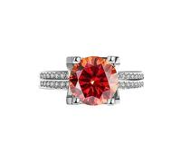 ZGHQHCDRH Anello con Diamante, FEDI Nuziali in Moissanite da 3 ct for Donne D Colore VVS1 Anelli in Argento Sterling 925 con Diamanti di Fidanzamento in Rosso/Verde/Rosa Certificato(Red,6.5)