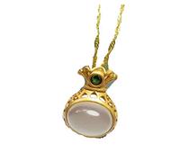 ZGHQHCDRH Antico sacchetto di denaro in calcedonio bianco intarsiato, ciondolo in giada, collana da donna, moda retrò, selvaggia e fortunata