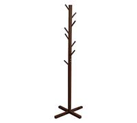 ZGHQHCDRH Appendiabiti, Appendiabiti semplice assemblato in legno espositore da pavimento in piedi 8 ganci porta vestiti camera da letto abbigliamento scaffale decorazione appendiabiti(Brown)