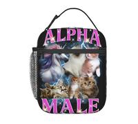 ZGHQHCDRH Borse da Pranzo Isolate Divertente Alfa Maschio Unicorno E Gattino Gatto Merch Scatola di Cibo di Stoccaggio Harajuku Cooler Termico Bento Box per Picnic