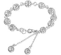 ZGHQHCDRH Bracciale, Bracciale da Donna Cinese Vintage in Argento Cavo con Perline Regolabile, Braccialetto da Donna in Argento Sterling