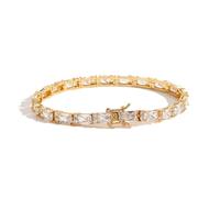 ZGHQHCDRH Bracciale con diamanti, Braccialetti da tennis scintillanti for donna classici con diamanti simulati placcati oro 18 carati CZ donne gioielli sposa ballo(Gold)