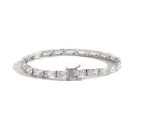 ZGHQHCDRH Bracciale con diamanti, Braccialetti da tennis scintillanti for donna classici con diamanti simulati placcati oro 18 carati CZ donne gioielli sposa ballo(White)