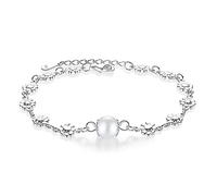 ZGHQHCDRH Bracciale, Squisito Braccialetto con Perline Rotonde in Argento con Margherita, Braccialetto alla Moda, Gioielli in Argento, Regali for Sorelle, Amiche, Coppie