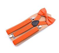 ZGHQHCDRH Bretelle, Bretelle in poliestere Set di cravatte Donna da uomo Farfalla Clip-On a Y Elastiche donna Regolabili Colore solido(Orange)
